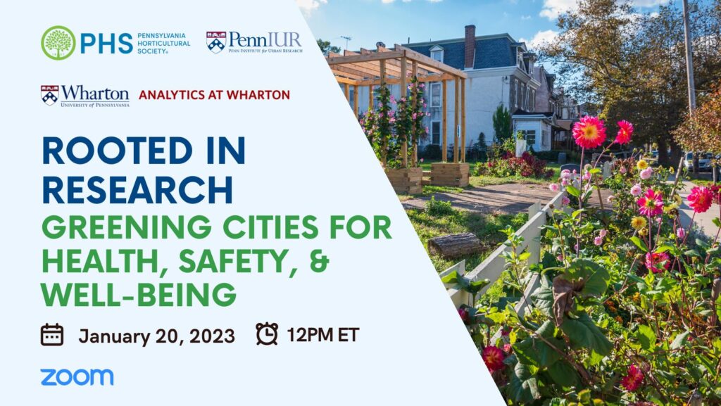 Rooted in Research: Greening Cities for Health, Safety & Well-Being graphic